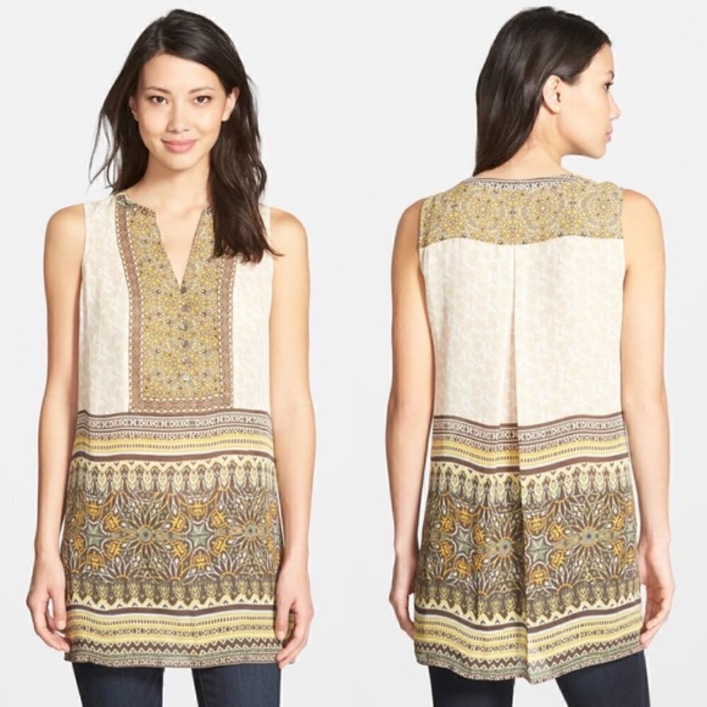 Nic+Zoe Under the Sun Green Popover Tunic Blouse